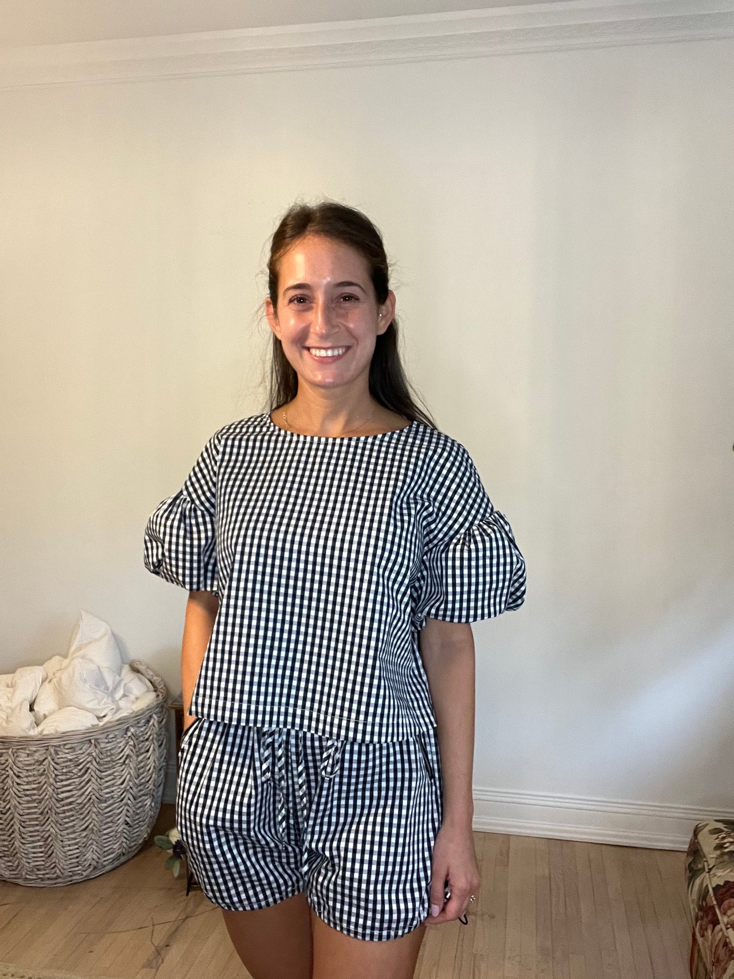 Navy Gingham Set- Bottoms