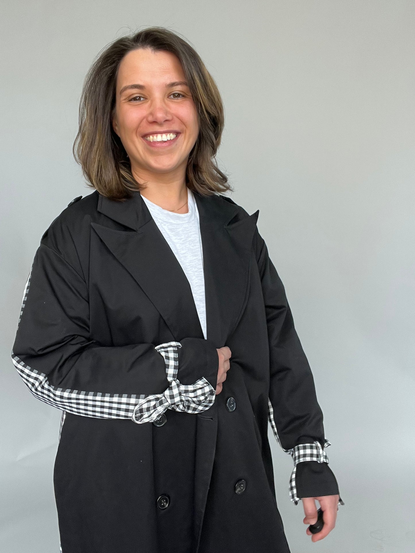 Monroe Gingham Trench Coat