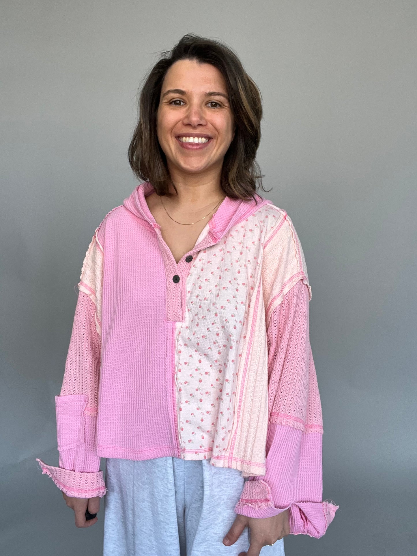 Chrissy Pink Hooded Longsleeve