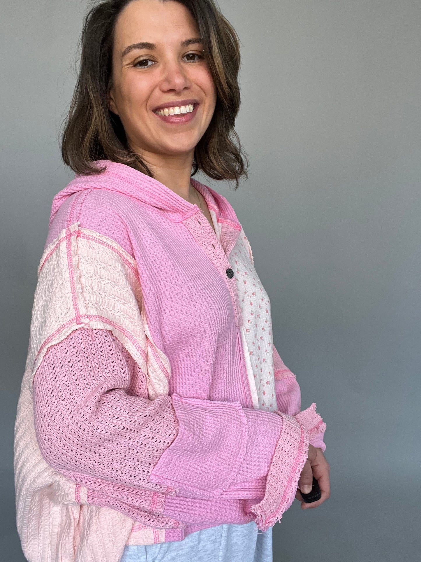 Chrissy Pink Hooded Longsleeve
