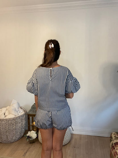 Navy Gingham Set- Top