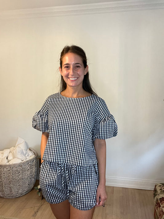 Navy Gingham Set- Top