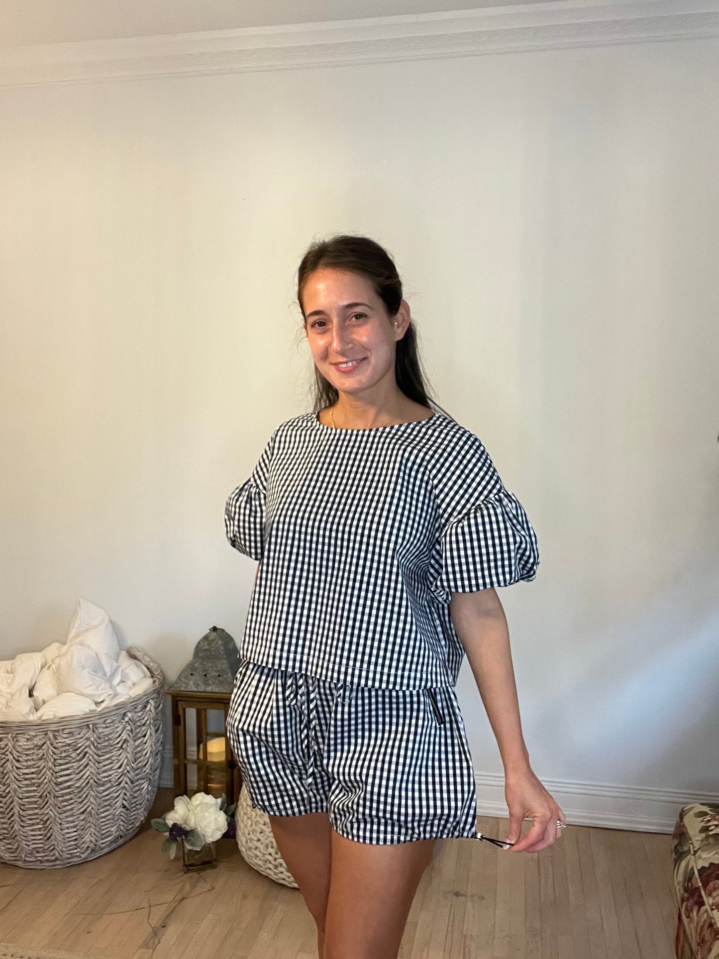 Navy Gingham Set- Top