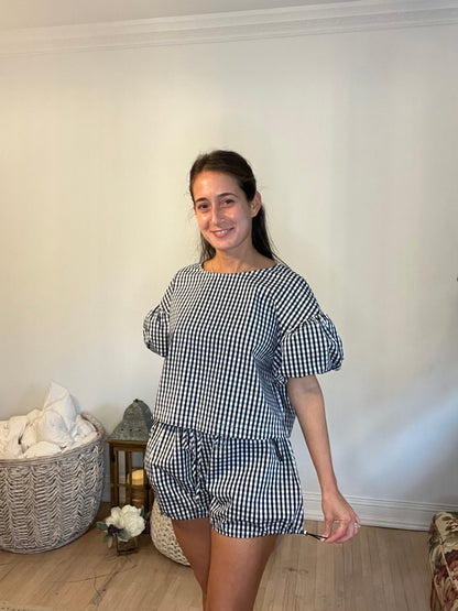Navy Gingham Set- Top