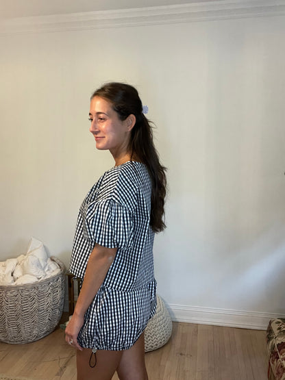 Navy Gingham Set- Top