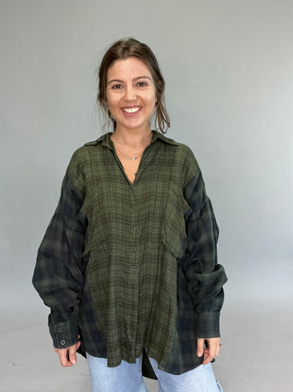 Sunday Funday Green Flannel - Oversized