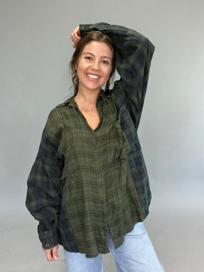 Sunday Funday Green Flannel - Oversized