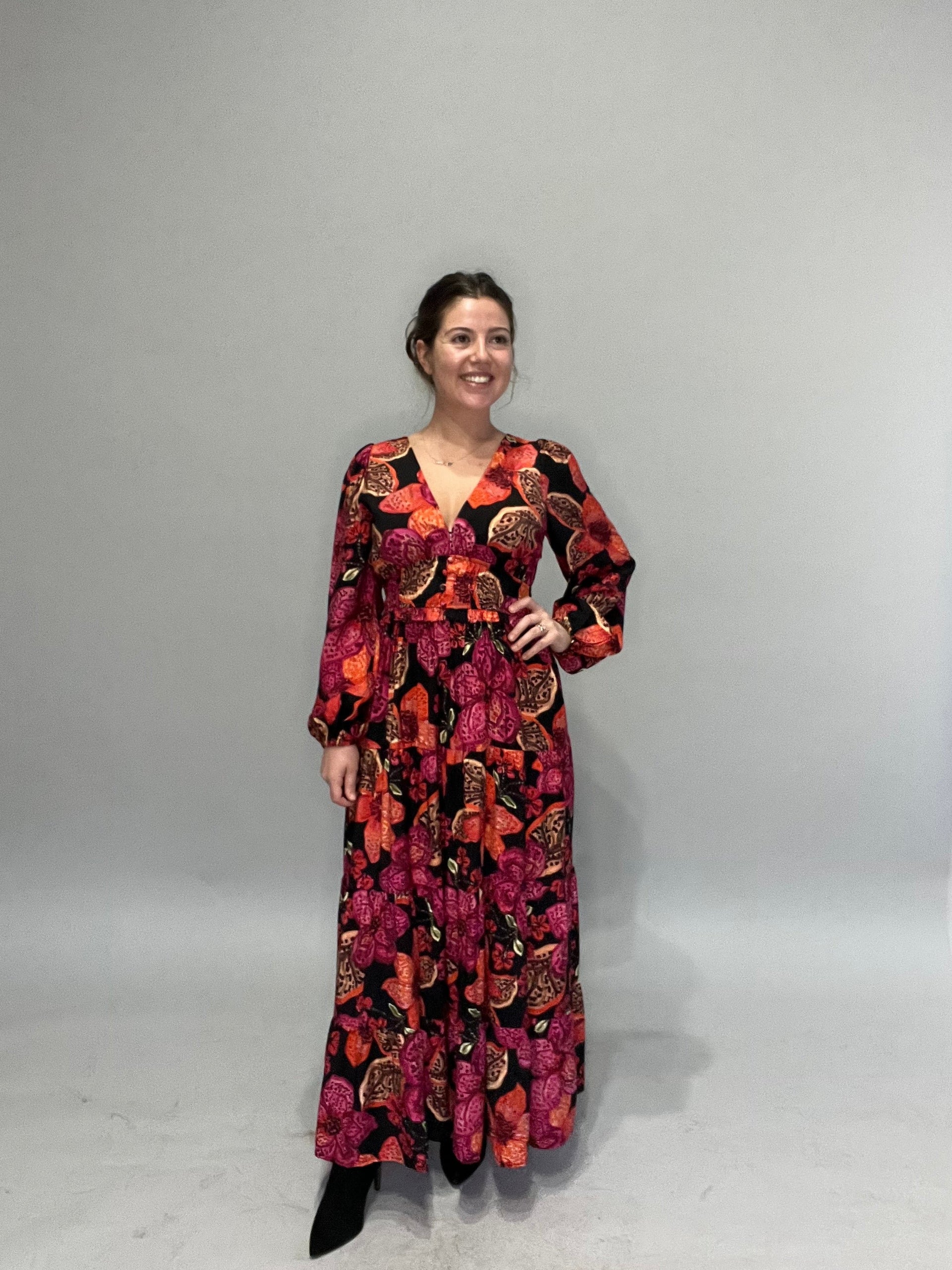 Uptown Black Floral Maxi Dress – Golden on Garden